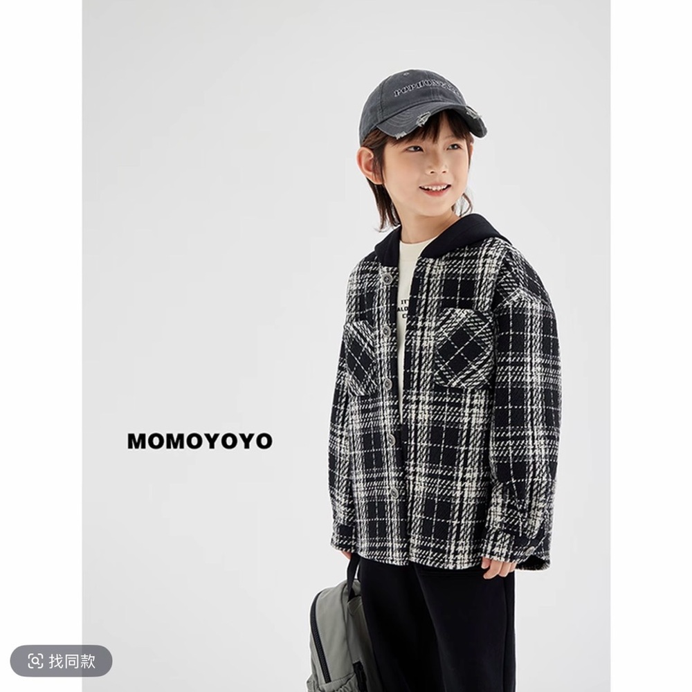 Black and White kids Plaid Shirt Jacket